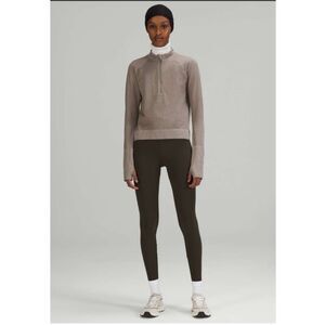 Lululemon Rest Less Cropped Half-Zip Grid Warp Rover / Raw Linen 10  NWOT